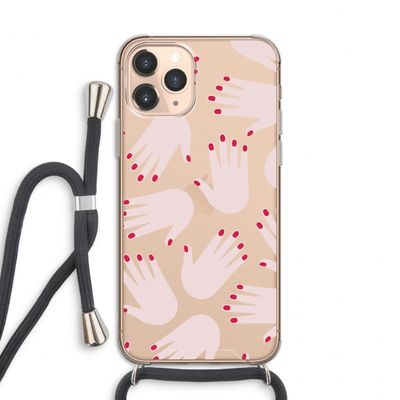 Hands pink: iPhone 11 Pro Transparant Hoesje met koord