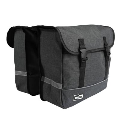 Fietstas dubbel - grijs - 35L - 36 x 34 x 14 cm - canvas - klittenbandsluiting
