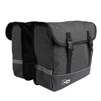 Fietstas dubbel - grijs - 35L - 36 x 34 x 14 cm - canvas - klittenbandsluiting