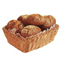 Kesper Brood/fruit mandje - gevlochten kunststof - lichtbruin - rechthoek - L28 x B20 x H11 cm - broodmandjes   -