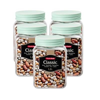 Plasticforte keuken voorraadpot - 5x - weckpotten - kunststof - groen - 1200 ml - met deksel Plasticforte keuken voorraadpot - 5x - weckpotten - kunststof - groen - 1200 ml - met deksel