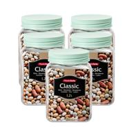 Plasticforte keuken voorraadpot - 5x - weckpotten - kunststof - groen - 1200 ml - met deksel Plasticforte keuken voorraadpot - 5x - weckpotten - kunststof - groen - 1200 ml - met deksel