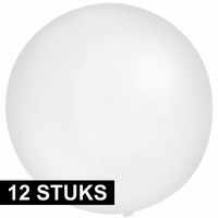 12x Feestartikelen reuze witte ballon 60 cm geschikt voor lucht of helium