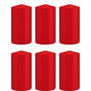 Cilinderkaars/stompkaars - 6x - rood - 8 x 15 cm - 69 branduren