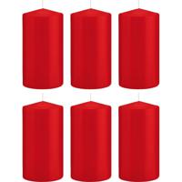 Cilinderkaars/stompkaars - 6x - rood - 8 x 15 cm - 69 branduren