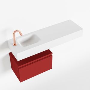 Toiletmeubel Mondiaz Andor | 100 cm | Meubelkleur Fire | Lex vrijhangend wastafel Talc Links | 1 kraangat