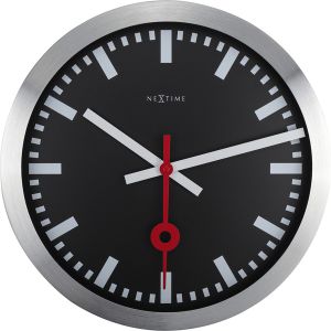 NeXtime NE-3999STZW Wandklok Dia. 35 Cm, Geborsteld Aluminium, &apos;Station&apos;