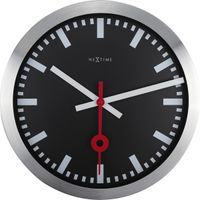 NeXtime NE-3999STZW Wandklok Dia. 35 Cm, Geborsteld Aluminium, &apos;Station&apos;