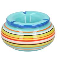 Storm Asbak - in mooie blauwe kleuren combinatie - D13 cm - Keramiek - Strepen