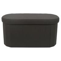 Poef/hocker - opbergbox - ovaal - zwart - polyester - 76 x 38 cm Poef/hocker - opbergbox - ovaal - zwart - polyester - 76 x 38 cm