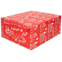 Kerst inpakpapier/cadeaupapier rood met huisjes 200 x 70 cm