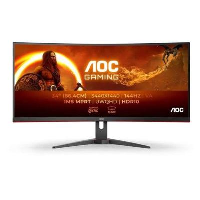AOC CU34G2XE 34 WQHD gebogen pc-monitor VA-paneel 144Hz 1ms 1 HDMI 1DP Adaptive Sync Zwart