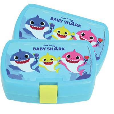 Baby Shark broodtrommel - 3x stuks - 16 x 11 cm - kunststof - lunchtrommel - lunchbox - kinderen Baby Shark broodtrommel - 3x stuks - 16 x 11 cm - kunststof - lunchtrommel - lunchbox - kinderen