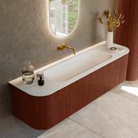 Badmeubel Mondiaz Kurve | 160 cm cm | Meubelkleur Ruby | Wastafelkleur Talc | Solid surface | Wasbak midden spoelbak | Zonder kraangat(en) Badmeubel Mondiaz Kurve | 160 cm cm | Meubelkleur Ruby | Wastafelkleur Talc | Solid surface | Wasbak midden spoelbak | Zonder kraangat(en)