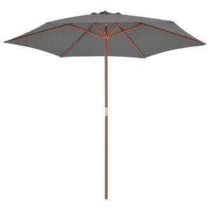 The Living Store Parasol - Houten - 270 x 244 cm - UV-beschermend polyester - Antraciet