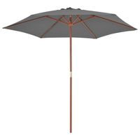 The Living Store Parasol - Houten - 270 x 244 cm - UV-beschermend polyester - Antraciet - thumbnail