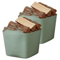 Excellent houseware Flexibele kuip / emmer - 2x - groen - 25 l - kunststof - 40 x 35 cm