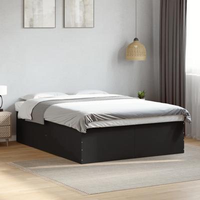 Bedframe bewerkt hout zwart 160x200 cm