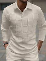 Bon&Bon Homme Men's Jacquard Knitted Long Sleeve Polo Shirt - Black Khaki / L
