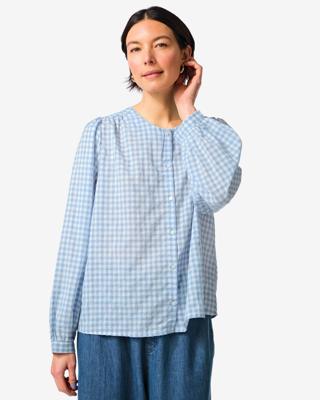 HEMA Damesblouse Senta blokken lichtblauw (lichtblauw)