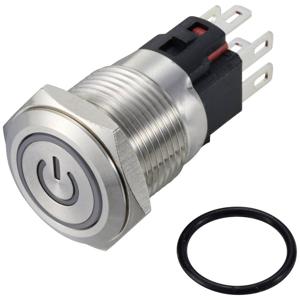 TRU COMPONENTS TC-12647396 Druktoets 250 V/AC 3 A 1x uit/(aan) IP65 RGB Moment RVS 1 stuk(s)