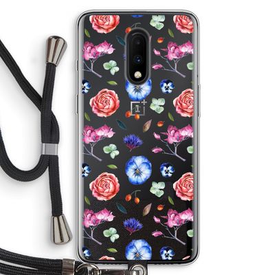 Bloemetjes: OnePlus 7 Transparant Hoesje met koord