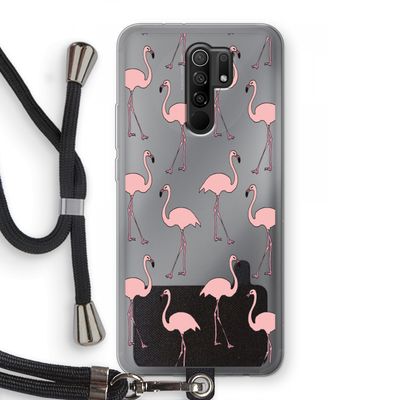 Anything Flamingoes: Xiaomi Redmi 9 Transparant Hoesje met koord