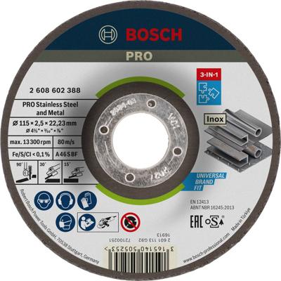 Bosch Accessories Bosch Power Tools 2608602388 Doorslijpschijf gebogen 115 mm 1 stuk(s) Metaal