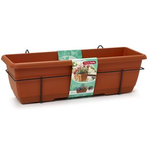 1x Balkon plantenbak/bloembak terracotta 60 cm met hanger