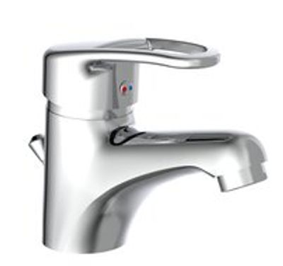 BATONI ééngreepsmengkraan wastafel, chroom keramische schijven geluidsarme, verwisselbare 40 mm cartouche flexibele metalen aansluitslangen 1 ¼" (Ø ca. 4 cm) kunststof-afvoerplug en waste-stan