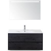 Dante Badmeubelset 100 cm - Black Oak - Keramische Wastafel Wit Enjoy met Sence Spiegel