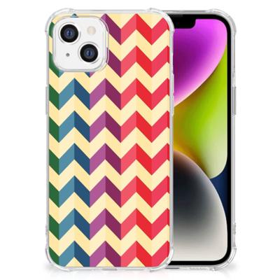 iPhone 14 Doorzichtige Silicone Hoesje Zigzag Multi Color iPhone 14 Doorzichtige Silicone Hoesje Zigzag Multi Color