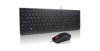 Lenovo Essential Wired Combo Set met toetsenbord en muis Kabelgebonden, USB Multimediatoetsen, Spatwaterdicht QWERTZ, Zwitsers Zwart