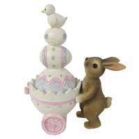Clayre & Eef Multi Decoratie konijn met kar 12*6*14 cm 6PR3252 - thumbnail