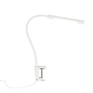 QAZQA Klem bureaulamp wit incl. LED met touch dimmer - Lionard