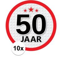 10x 50 jaar leeftijd sticker - rond - dia 15 cm - 50 jaar verjaardag/jubileum/leeftijd versiering - thumbnail