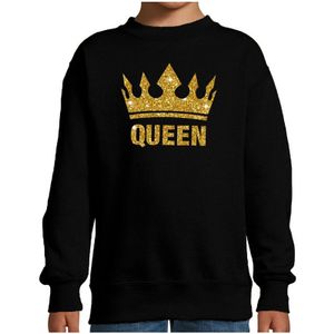 Zwarte Queen gouden glitter kroon sweater kinderen