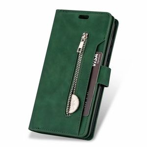 iPhone 12 Pro Max hoesje - Bookcase - Koord - Pasjeshouder - Portemonnee - Rits - Kunstleer - Groen