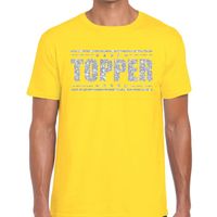 Topper t-shirt geel met zilveren glitters heren - thumbnail