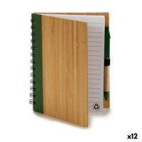 Spiraalnotitieblok met Pen Pincello 19,5 x 8 x 35,5 cm 14 x 18 cm Bamboe (12 Stuks)