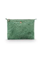Pip Studio Pip Cosmetic Flat Pouch Large Velvet Quilted Green 30x22x1cm