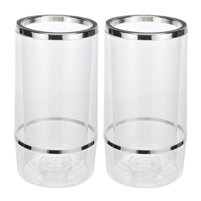 Set van 2x stuks wijnkoelers transparant kunststof 23 cm
