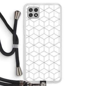 Zwart-witte kubussen: Samsung Galaxy A22 4G Transparant Hoesje met koord