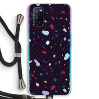Dark Rounded Terrazzo: Oppo A92 Transparant Hoesje met koord Dark Rounded Terrazzo: Oppo A92 Transparant Hoesje met koord