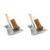 Stoffer en blik - 2x - metaal - binnen en buiten - kokosvezel - heavy duty