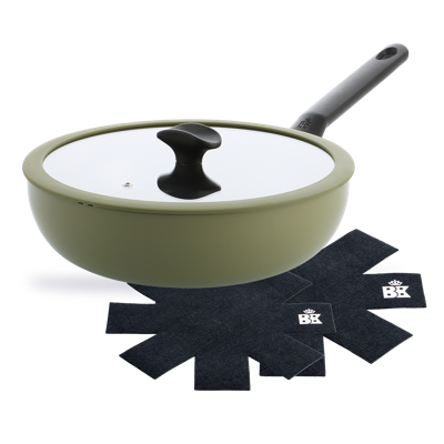 Enjoy wok Olive Green 28 cm + Panbeschermers