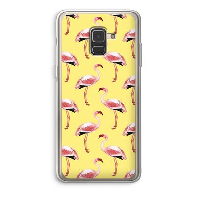 Flamingo's geel: Samsung Galaxy A8 (2018) Transparant Hoesje