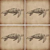 De vintage dierlijke onderzetter van de schildpadillustratie