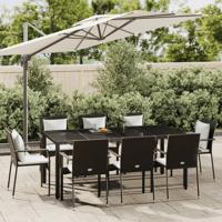 9-delige Tuinset poly rattan zwart