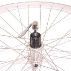 Roland achterwiel 28 uitval cass 8v alu as26 zilver zink spk